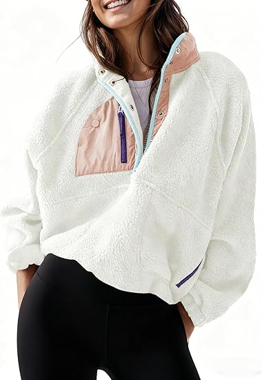 Women’s Cropped Fleece Pullover Jacket