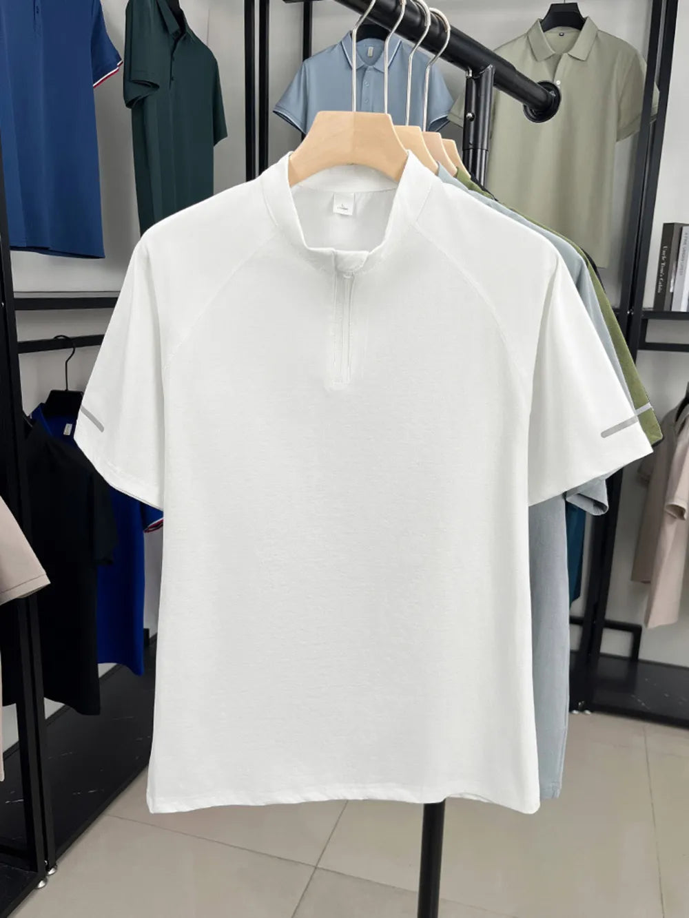 Plus Size Quarter Zip Short Sleeve Top 8
