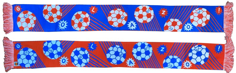Golazo! Cool Illustrated Football Scarf - Knit Soccer Fan Muffler & Retro Matchday Scarf