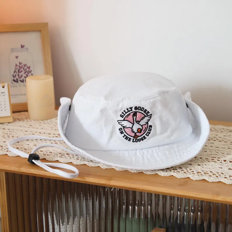Embroidered Goose Club Bucket Hat - Custom Cotton Sun Hat & Cute Animal Summer Beach Cap