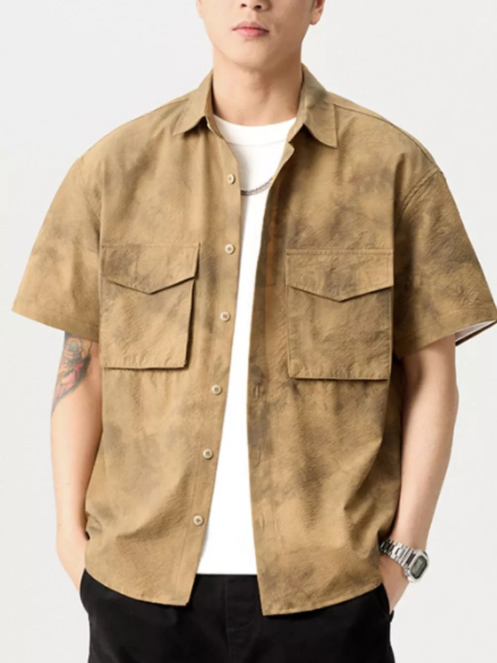 Men's Plus Size Button Up Short Sleeve Shirt