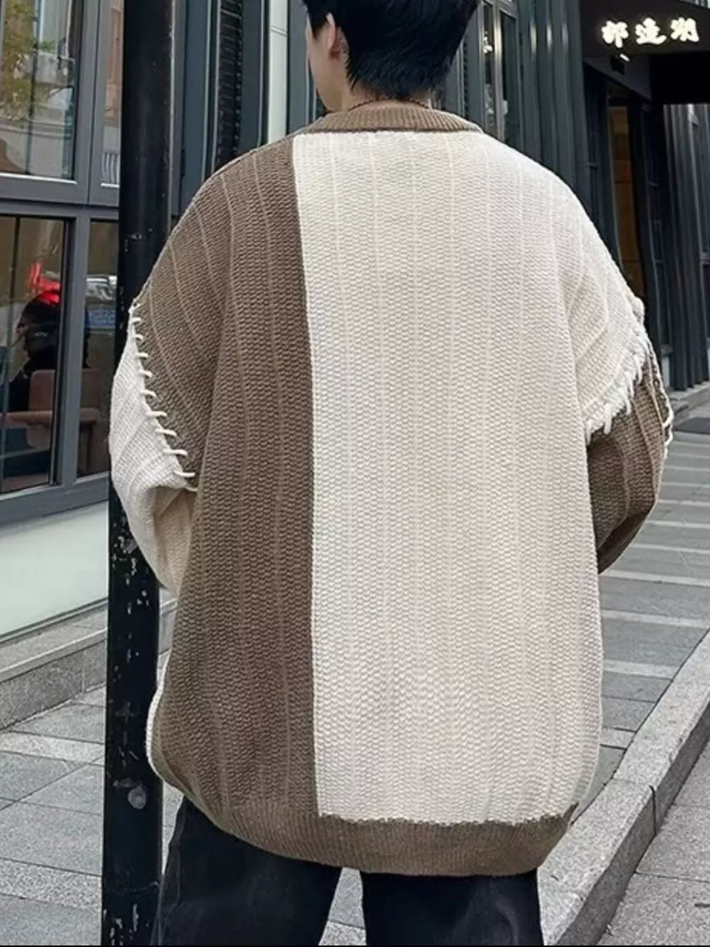 Men's Color Block Round Neck Knitted Pullover