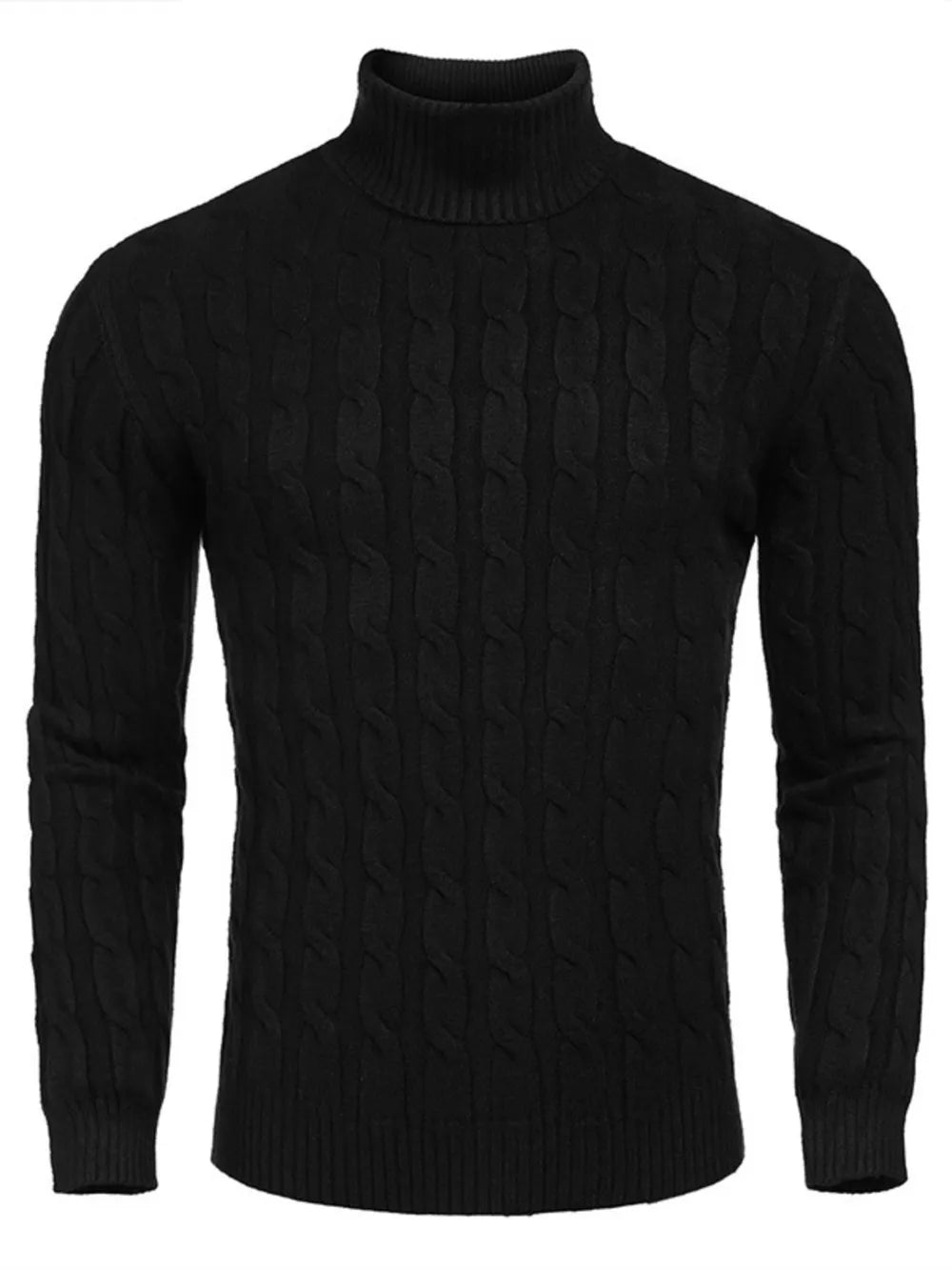 Men's Cable Knit Turtleneck Sweatshirt