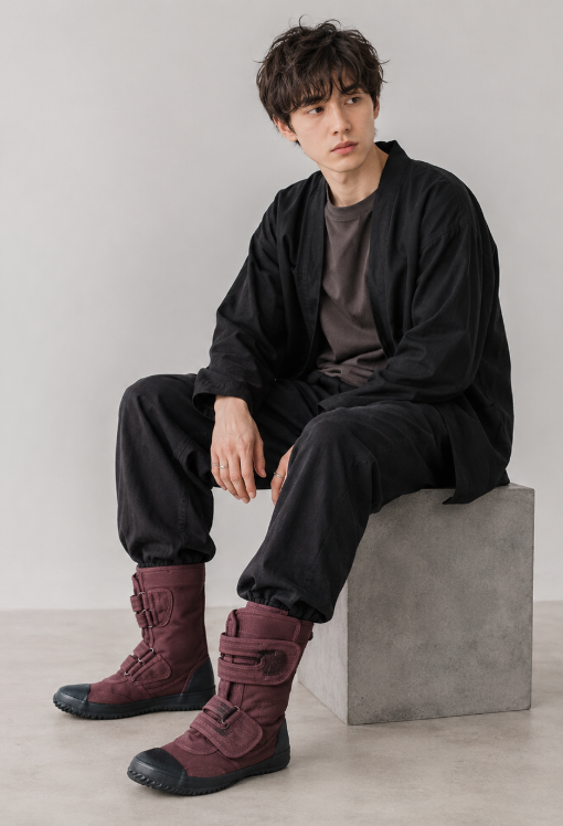 Flexible Canvas Calf-High Boots for Daily Wear