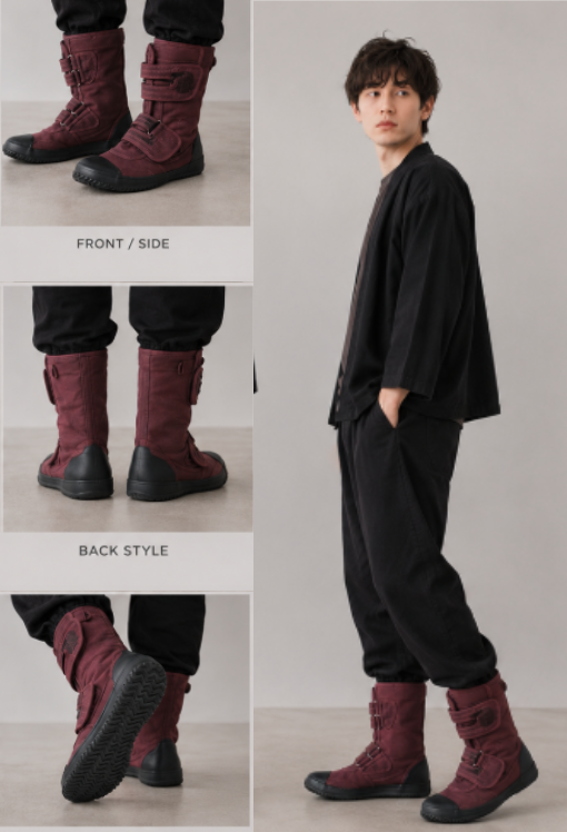 Flexible Canvas Calf-High Boots for Daily Wear