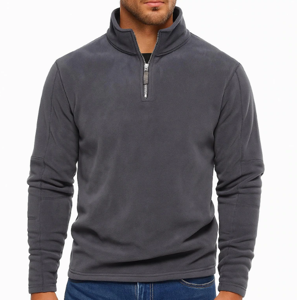 Men’s Quarter-Zip Fleece Pullover – Lightweight Mock Neck Sweatshirt