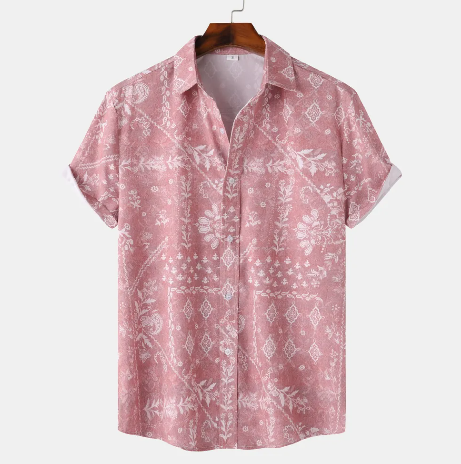 Men’s Short Sleeve Printed Button-Up Shirt