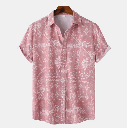 Men’s Short Sleeve Printed Button-Up Shirt
