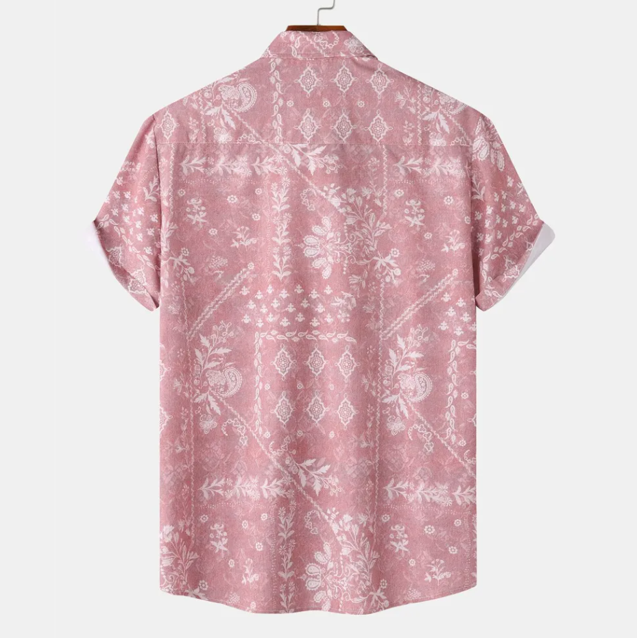 Men’s Short Sleeve Printed Button-Up Shirt