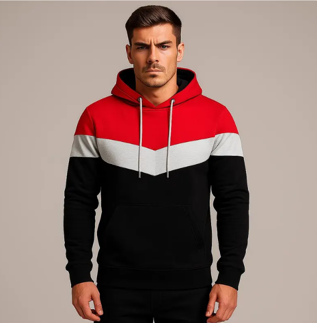 Men’s Streetwear Colorblock Fleece Hoodie