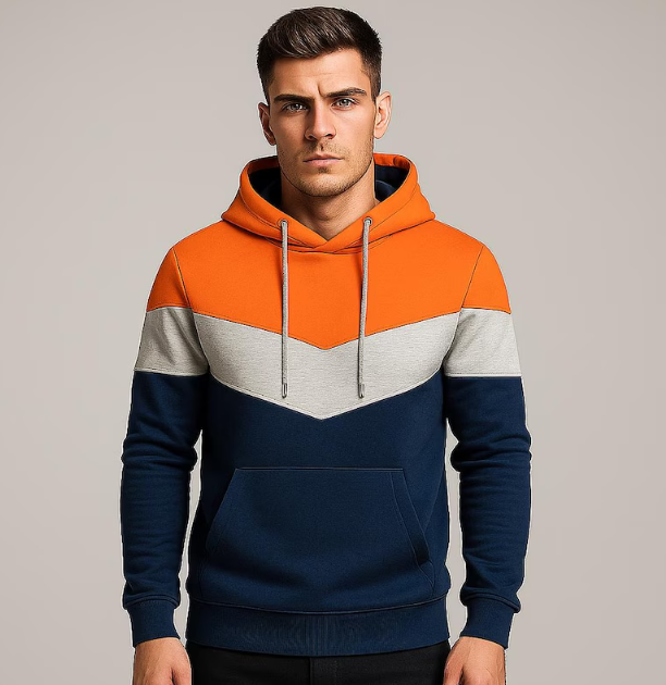 Men’s Streetwear Colorblock Fleece Hoodie