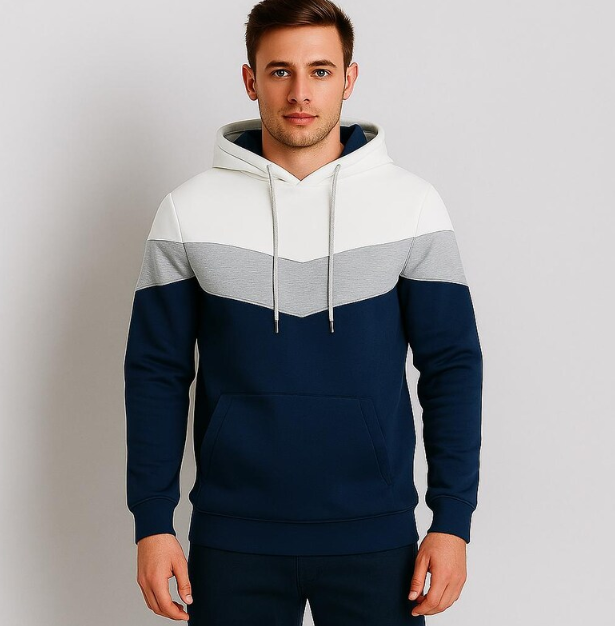 Men’s Streetwear Colorblock Fleece Hoodie
