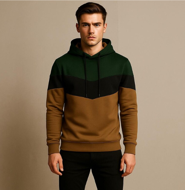 Men’s Streetwear Colorblock Fleece Hoodie