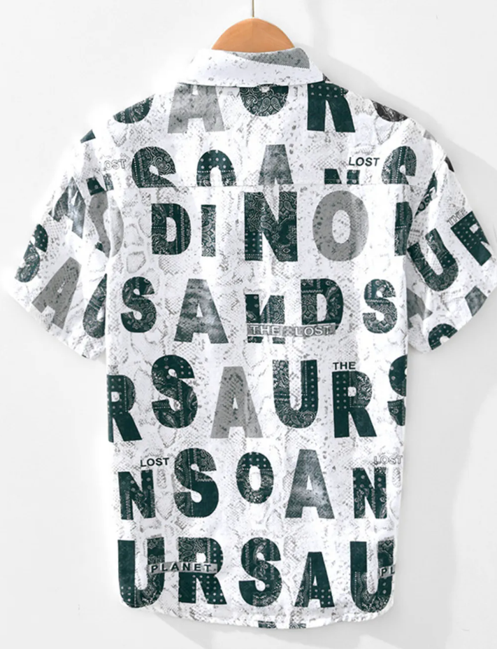 Men's Letter Print Short Sleeve Shirt