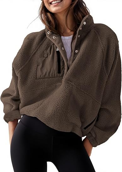 Women’s Cropped Fleece Pullover Jacket