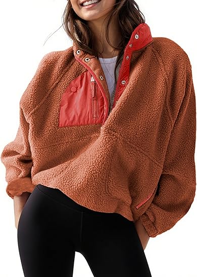 Women’s Cropped Fleece Pullover Jacket