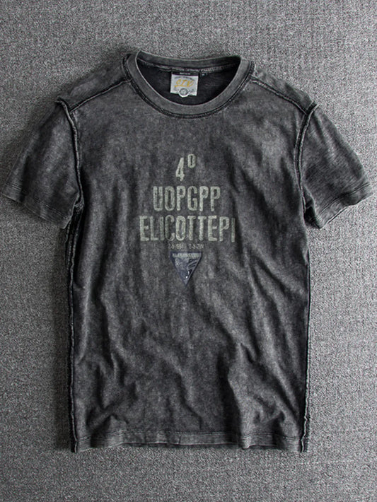 Letter Round Neck Short Sleeve T-Shirt