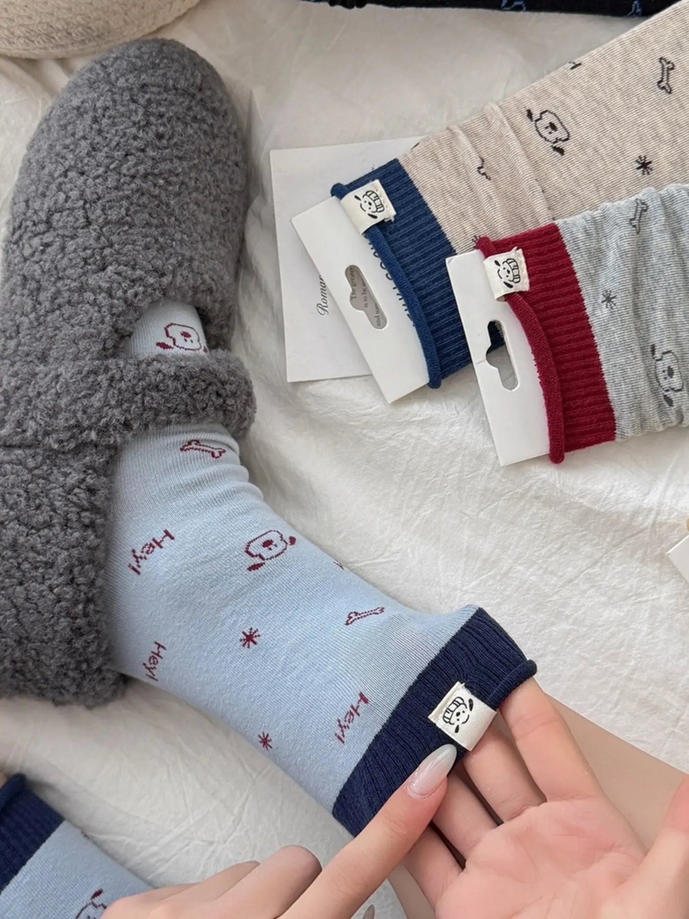 Cartoon Print Cotton Crew Socks