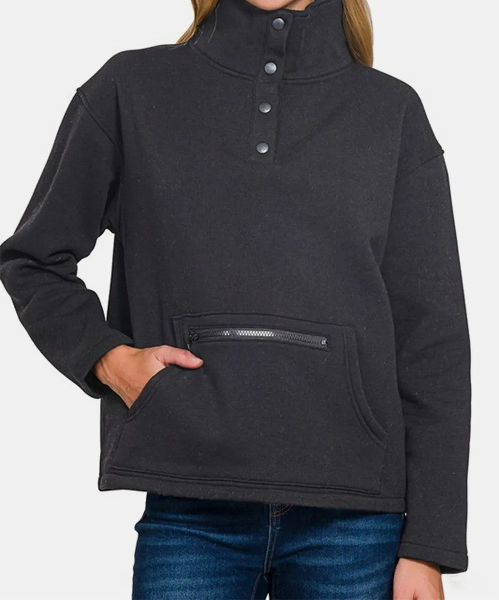 Women’s Printed Cropped Half Snap Fleece Pullover