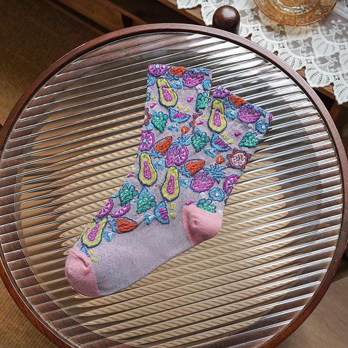 Fruit Pattern Crew Socks 1