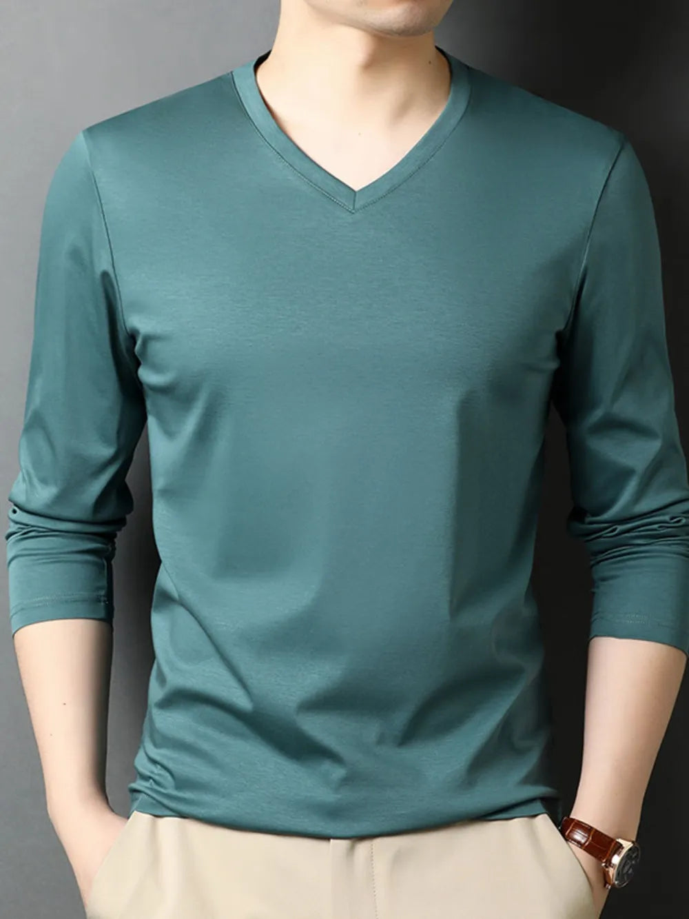 Men's V-Neck Long Sleeve T-Shirt