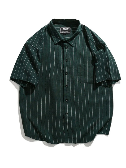 Striped Button Up Short Sleeve Shirt
