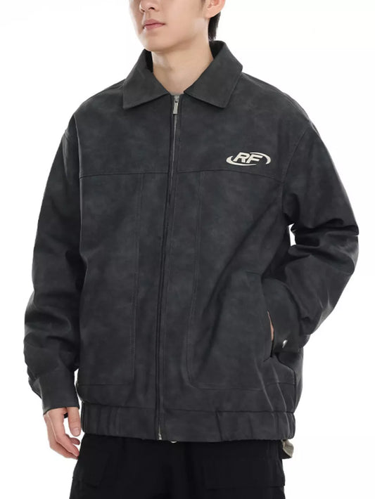 Men's Plus Size Wash Zip-Up Jacket