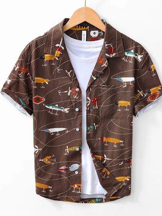 Printed Button Up Short Sleeve Shirt 5