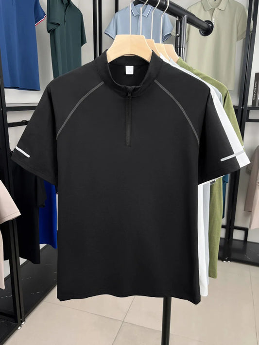 Plus Size Quarter Zip Short Sleeve Top 8