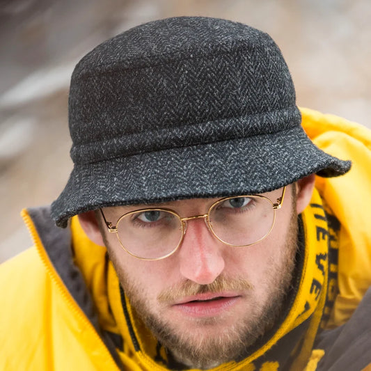 Wool Bucket Hat - Warm Quilted Lining Outdoor Fisherman & Hiking Travel Cap
