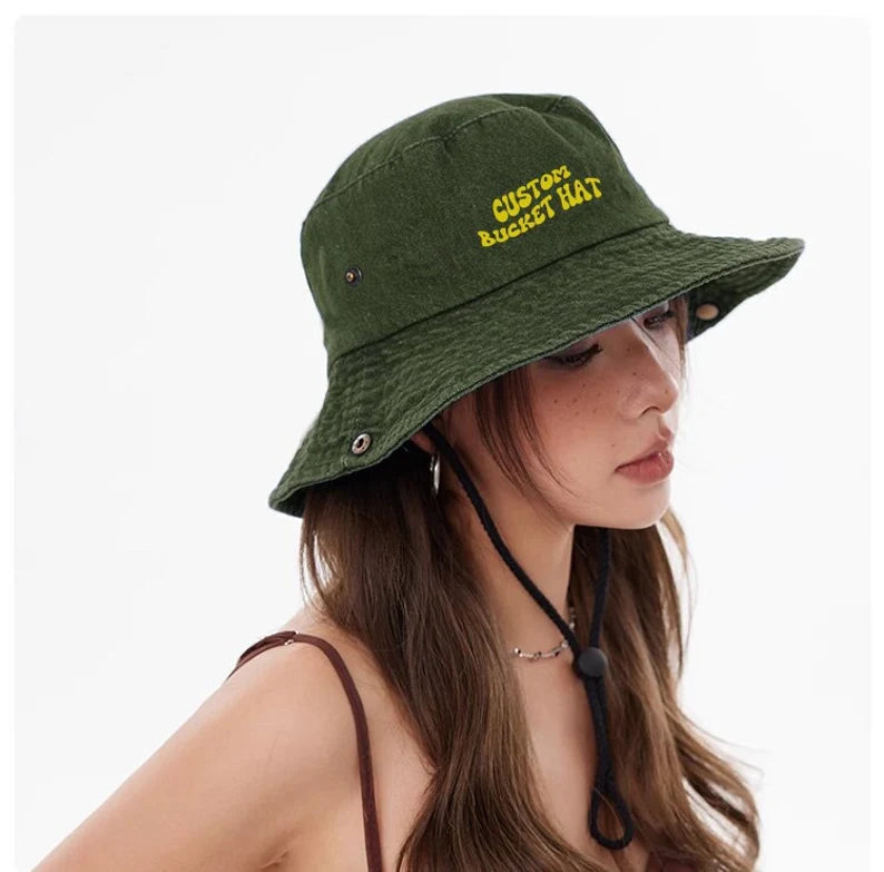 Embroidered Goose Club Bucket Hat - Custom Cotton Sun Hat & Cute Animal Summer Beach Cap