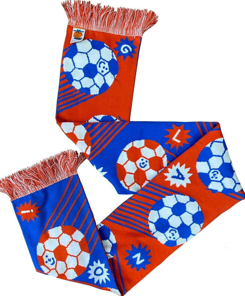 Golazo! Cool Illustrated Football Scarf - Knit Soccer Fan Muffler & Retro Matchday Scarf