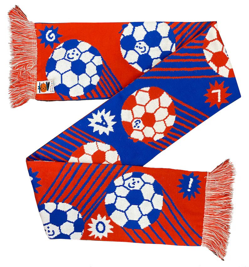 Golazo! Cool Illustrated Football Scarf - Knit Soccer Fan Muffler & Retro Matchday Scarf