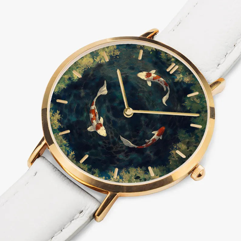 Koi Ultra-Thin Leather Strap Watch