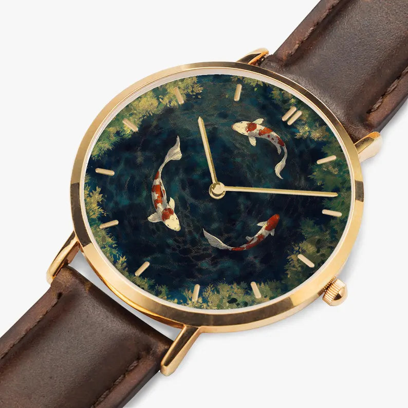 Koi Ultra-Thin Leather Strap Watch