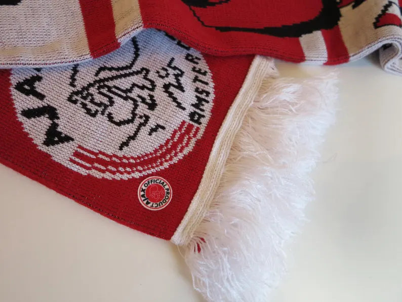Vintage Ajax Amsterdam Knit Scarf - Official Soccer Fan Gear & Dutch Football Matchday Muffler