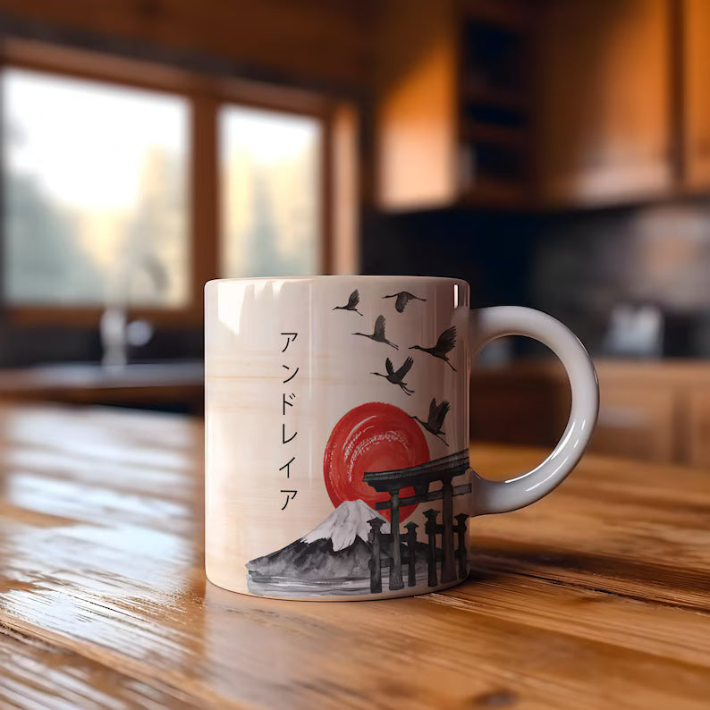 Japanese Calligraphy Ceramic Mug Set
