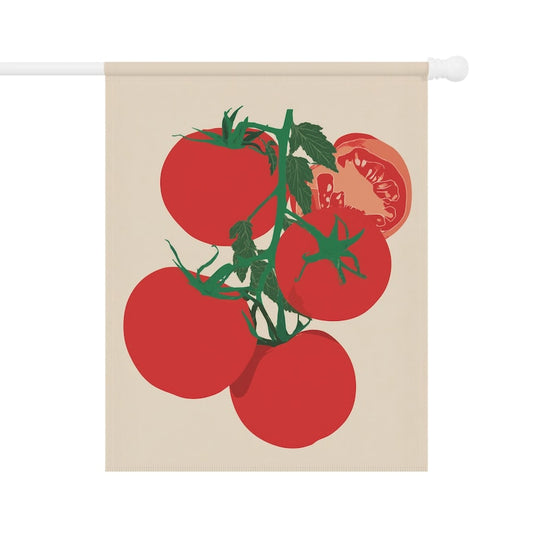 Block Print Tomatoes Garden Flag - Farmhouse Vegetable Porch Banner, Spring Summer House Flag