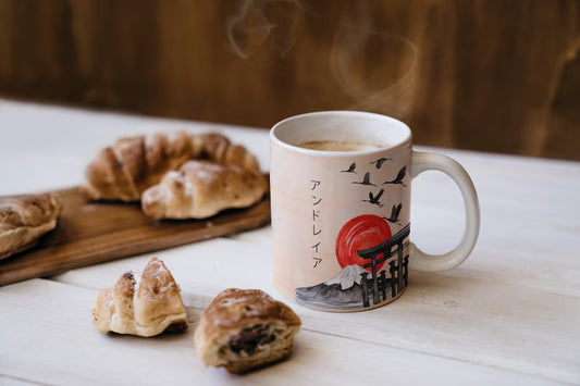 Japanese Calligraphy Ceramic Mug Set