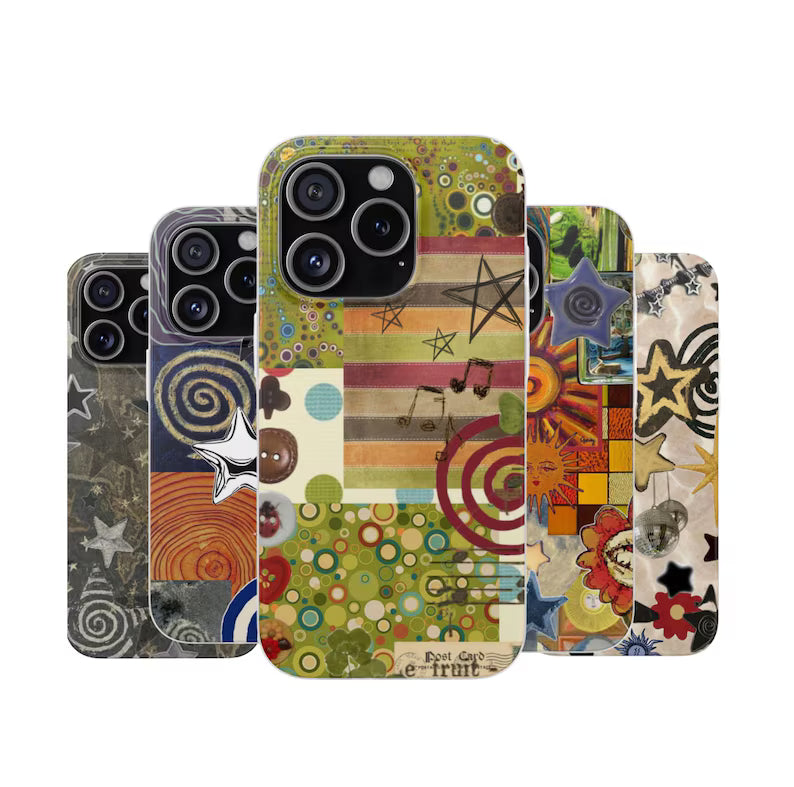 Retro Whimsy Artistic Collage Phone Cases, Star Phone Case