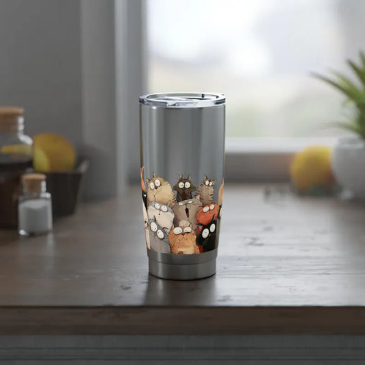 Funny Cat People Looking At Me Like I’m Crazy Stainless Steel Tumbler - Social Anxiety Humor Coffee Cup & Mental Health Gift
