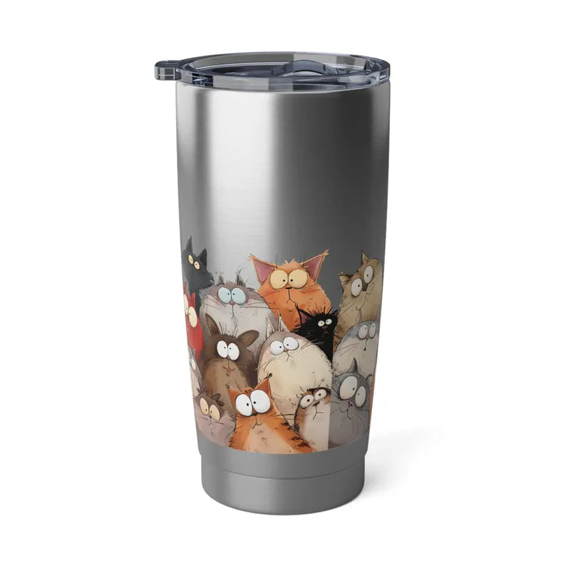 Funny Cat People Looking At Me Like I’m Crazy Stainless Steel Tumbler - Social Anxiety Humor Coffee Cup & Mental Health Gift