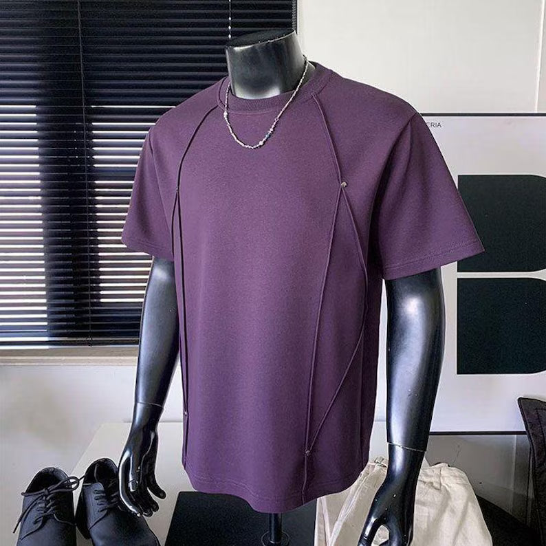 Men's 3D Pleated Rivet Short Sleeve T-Shirt