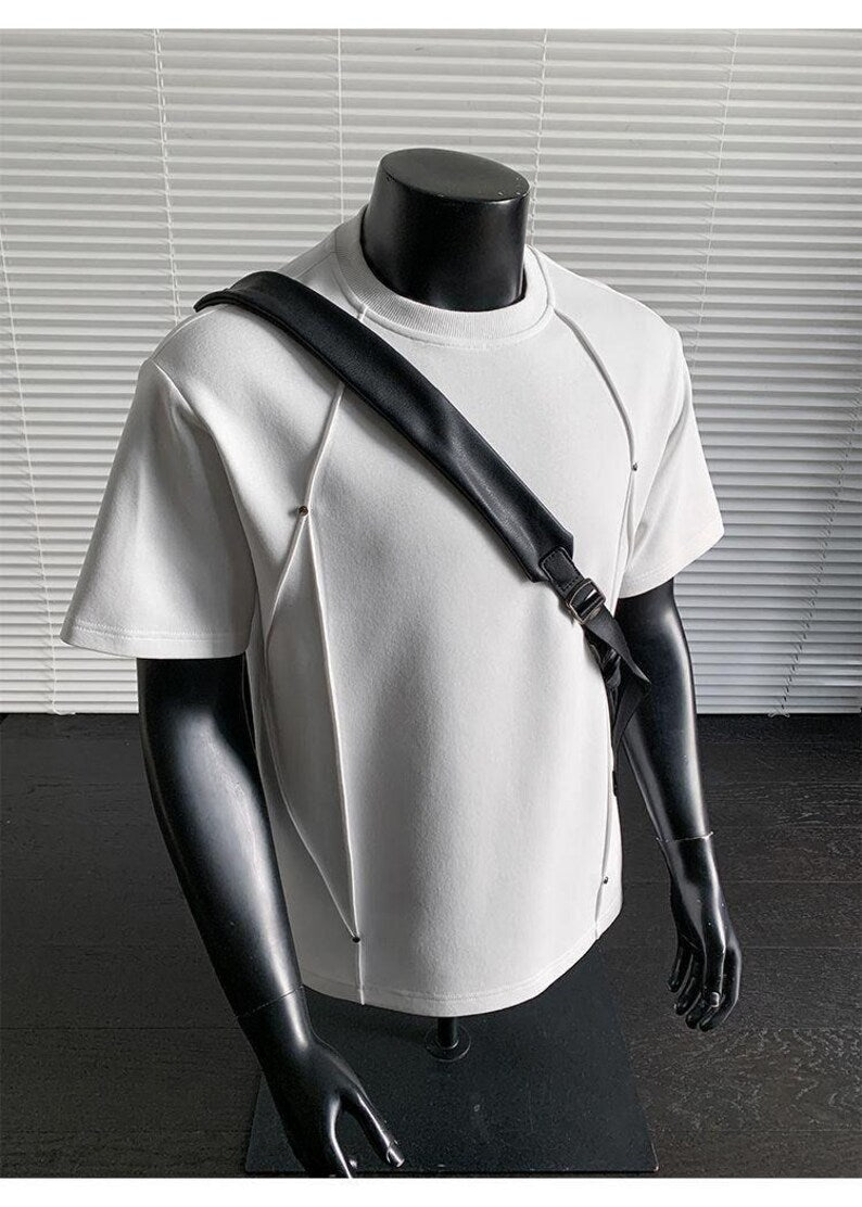 Men's 3D Pleated Rivet Short Sleeve T-Shirt