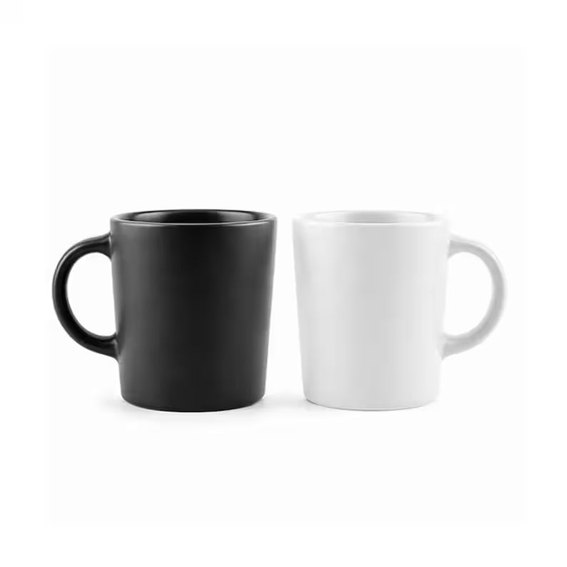 Minimalist Couple Ceramic Mug Set with Wooden Lids