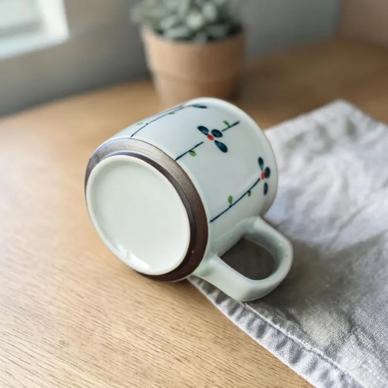 Nishida Muyu Style Ceramic Mug Hand Painted Floral Coffee Cup & Vintage Tea Cup