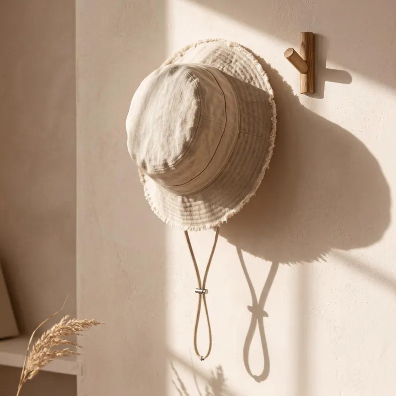 Cotton Bucket Hat with Tassel Brim - Foldable Summer Travel Fisherman Cap & Boho Beach Sun Hat