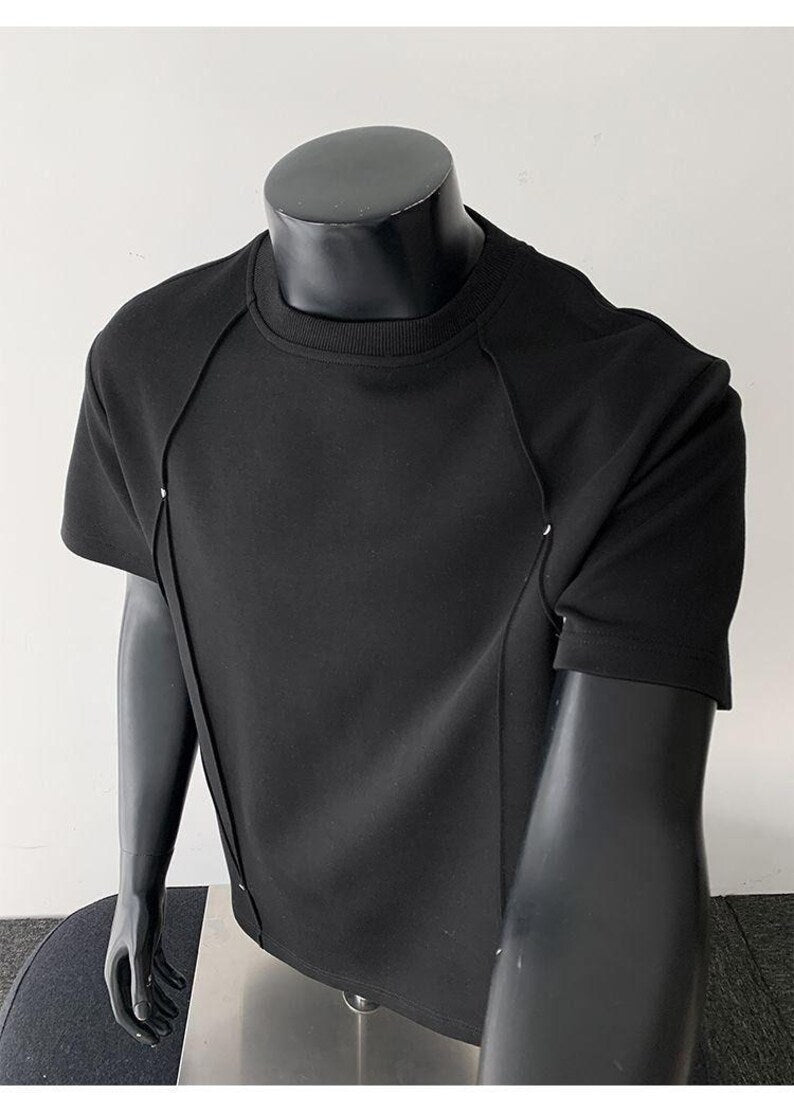 Men's 3D Pleated Rivet Short Sleeve T-Shirt