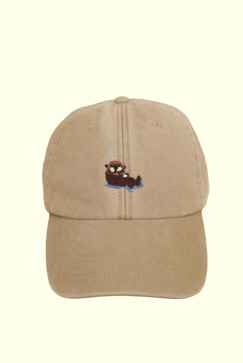 Embroidered Otter Cap - Personalized Custom Text Vintage Baseball Cap & Cute Animal Lover Gift