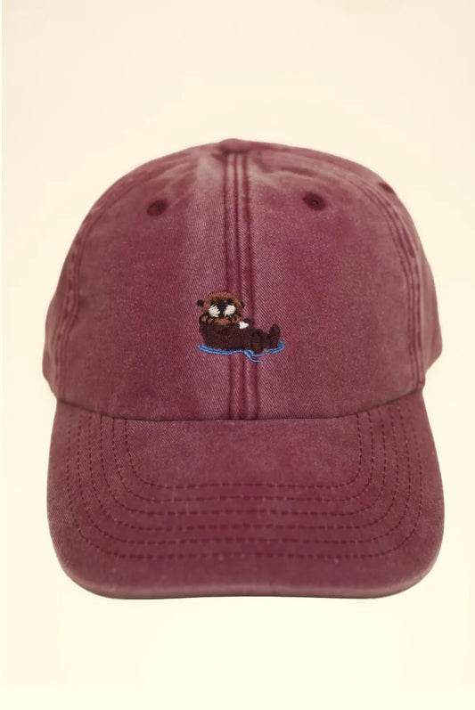 Embroidered Otter Cap - Personalized Custom Text Vintage Baseball Cap & Cute Animal Lover Gift
